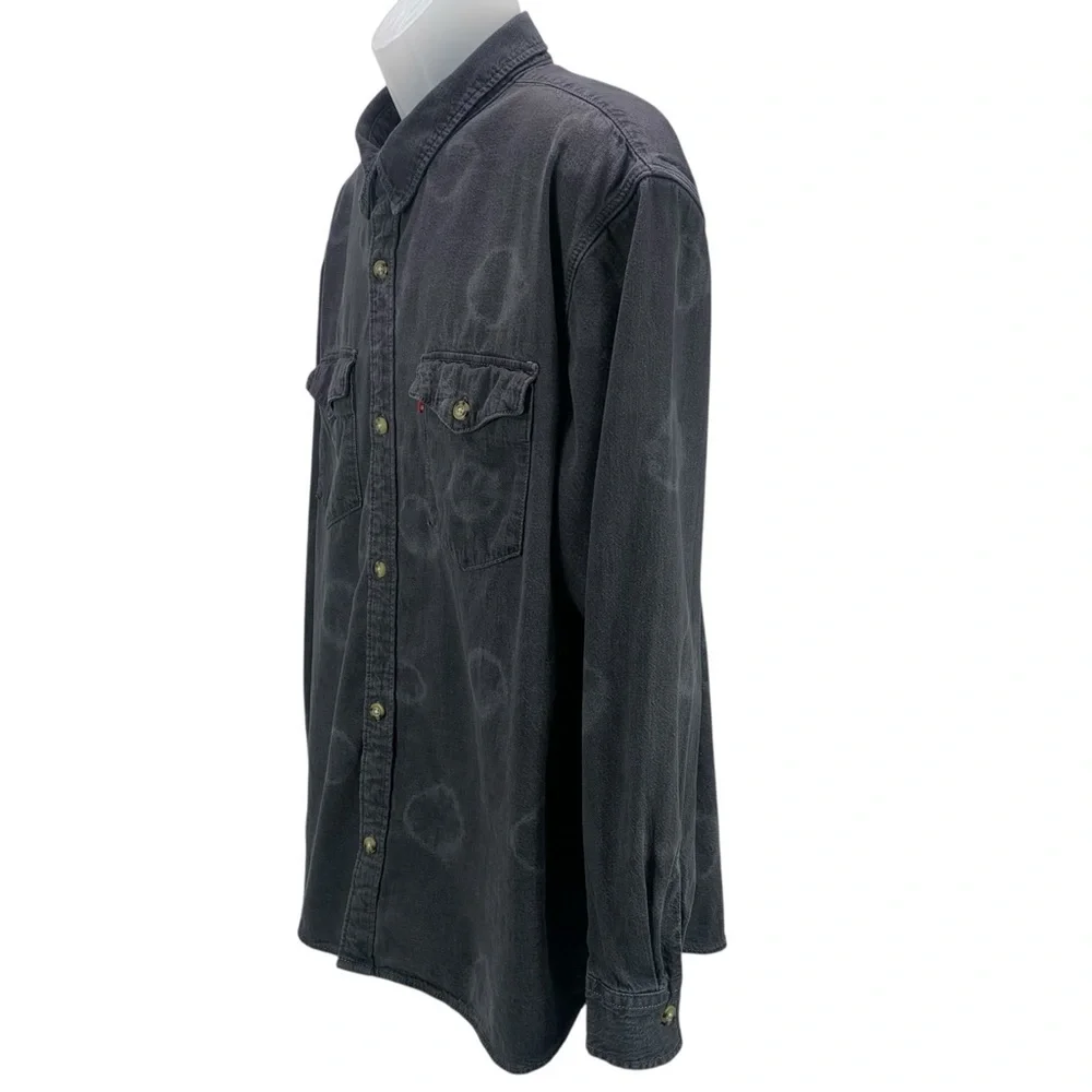 Levi’s‎ Men’s XXL Black Relaxed Western Shirt Distressed Fade Cotton